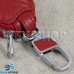 Ключница карманная (кожаная, красная, с тиснением, с карабином, на молнии, с кольцом), логотип авто BMW (БМВ)