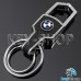 Металлический брелок для авто ключей BMW (БМВ) с карабином и кожаной вставкой