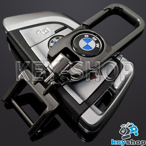 Брелок для ключа BMW (БМВ), (темный хром), с карабином