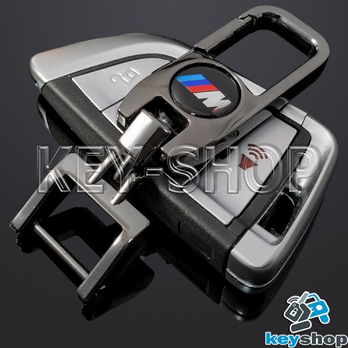 Брелок для ключа BMW M (БМВ М), (темный хром), с карабином