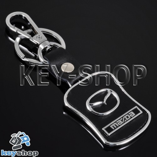 Металлический брелок с кожаными вставками для авто ключей  MAZDA (Мазда)