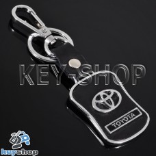 Металлический брелок с кожаными вставками для авто ключей Toyota (Тойота)