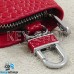 Ключница карманная (красная, "змеиная кожа", на молнии, с карабином, с кольцом), логотип авто Cadillac (Кадилак)