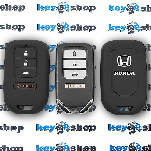 Чехол (черный, силиконовый) для смарт ключа Honda (Хонда) 3+1 кнопки