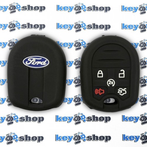 Чехол (черный, силиконовый) для авто ключа Ford (Форд) 4+1 кнопки