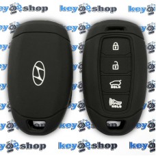 Чехол (черный, силиконовый) для авто ключа Hyundai (Хундай) 3+1 кнопки