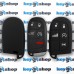 Чехол (черный, силиконовый) для смарт ключа Jeep, Dodge, Chrysler (Джип, Додж, Крайслер) 4 кнопки + 1