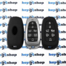 Чехол (черный, силиконовый) для авто ключа Hyundai (Хундай) 6+1 кнопка