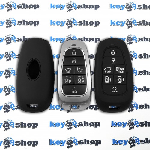 Чехол (черный, силиконовый) для авто ключа Hyundai (Хундай) 6+1 кнопка