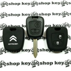 Чехол (черный, силиконовый) для авто ключа Citroen (Ситроен) 2 кнопки