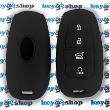 Чехол (черный, силиконовый) для авто ключа Hyundai (Хундай) 3+1 кнопки
