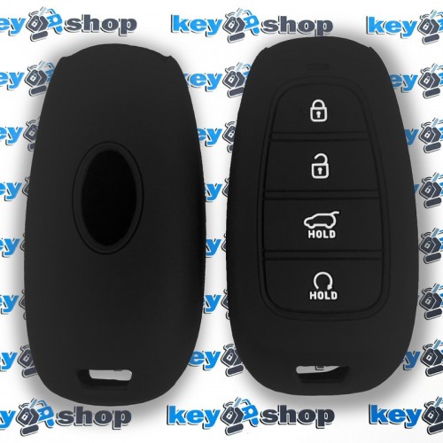 Чехол (черный, силиконовый) для авто ключа Hyundai (Хундай) 3+1 кнопки