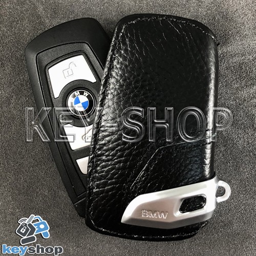 Чехол - ключница (кожаный, черный), для авто ключа BMW (БМВ) 