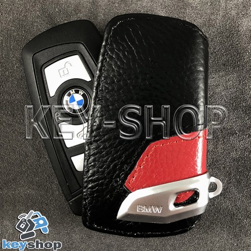 Чехол - ключница (кожаный, черный), для авто ключа BMW (БМВ) 