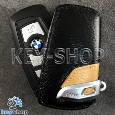 Чехол - ключница (кожаный, черный), для авто ключа BMW (БМВ) 