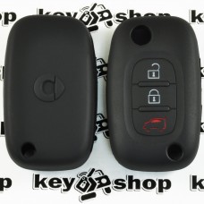    Чехол (черный, силиконовый) для выкидного ключа Мерседес (Mercedes) smart 3 кнопки