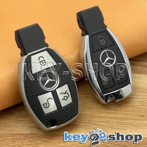 Чехол (полиуретановый, с тиснением под кожу) для смарт ключа Mercedes (Мерседес) 