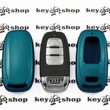 Чехол для смарт ключа Audi (Ауди), A4, A6, Q5, кнопки без защиты, (голубой, пластиковый)