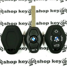 Чехол (черный, силиконовый) для авто ключа BMW (БМВ) 3 кнопки