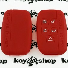 Чехол (красный, силиконовый) для смарт ключа LAND ROVER (Ленд Ровер) - 5 кнопок