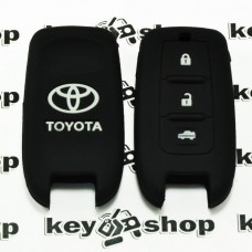 Чехол (черный, силиконовый) для смарт ключа Toyota (Тойота) 3 кнопки