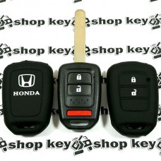  Чехол (черный, силиконовый) для авто ключа Honda (Хонда) 2 кнопки + 1