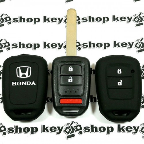  Чехол (черный, силиконовый) для авто ключа Honda (Хонда) 2 кнопки + 1
