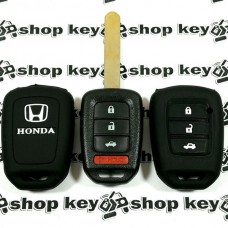   Чехол (черный, силиконовый) для авто ключа Honda (Хонда) 3 кнопки + 1