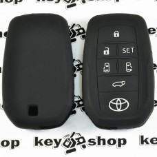 Чехол (черный, силиконовый) для смарт ключа Toyota (Тойота) 6 кнопок