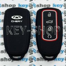 Чехол (силиконовый) для смарт ключа CHERY (Чери) 4 кнопки (черный)