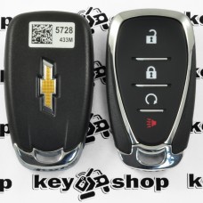    Оригинальный смарт ключ для Chevrolet (Шевролет) 3+1 кнопки, чип ID46 (HITAG 2),  433 MHz (keyless-go)