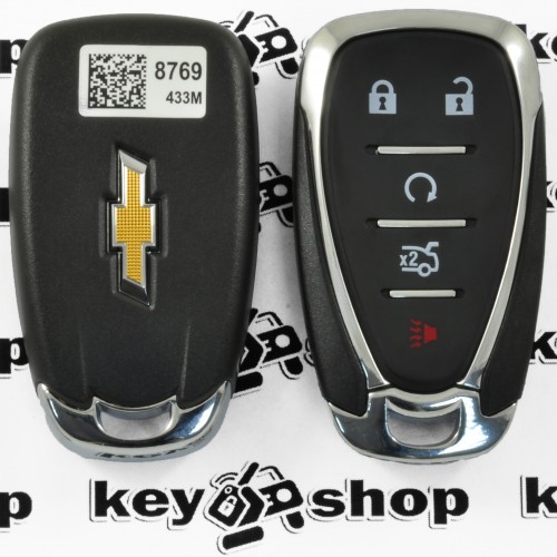    Оригинальный смарт ключ для Chevrolet (Шевролет) 4+1 кнопки, чип ID46 (HITAG 2),  433 MHz (keyless-go)
