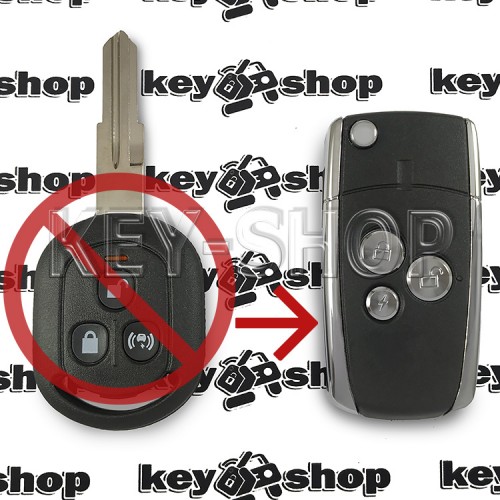 Корпус выкидного ключа для Chevrolet (Шевролет) Lacetti, Aveo 3 - кнопки, лезвие DWO4R, (под переделку)
