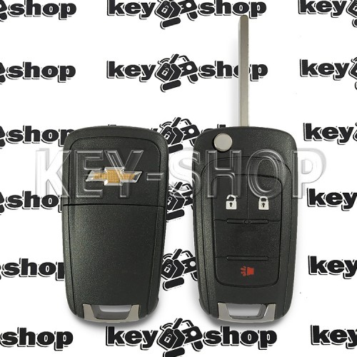  Корпус выкидного ключа для Chevrolet Cruze, Camaro, Corvette (Шевролет Круз, Камаро, Корвет) 2 + 1 к​нопки
