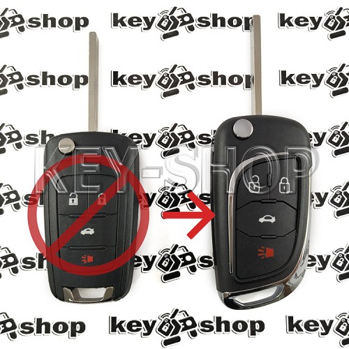 Корпус выкидного ключа Chevrolet (Шевролет) 3 + 1 кнопки (Под переделку)