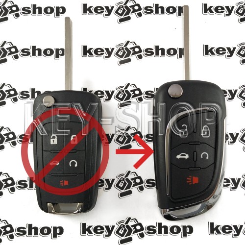Корпус выкидного ключа Chevrolet (Шевролет) 4 + 1 кнопки (Под переделку)