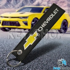 Брелок для ключа Chevrolet (Шевролет), черный, с кольцом (текстиль)