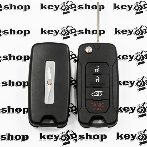 Оригинальный выкидной ключ для Chrysler (Крайслер) 3 + 1 кнопки (panic), лезвие Y160, чип ID46, PCF 7941, 315 MHz