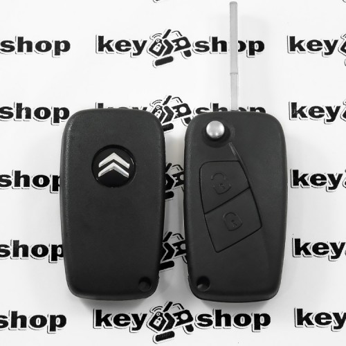 Корпус выкидного ключа для Citroen Jumper (Ситроен Джампер), 2 кнопки, крепление батареи сбоку, лезвие SIP 22 