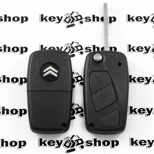            Корпус выкидного ключа для CITROEN Relay, Nemo, Jumper (Ситроен) 2 кнопки, (1 глухая) крепление батареи сзади