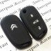 Чехол (черный, силиконовый) для выкидного ключа Citroen (Ситроен) 3 кнопки