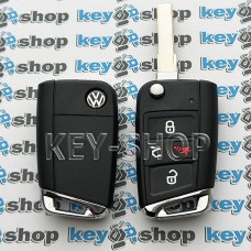 Выкидной ключ Volkswagen Golf GTI 2015-2019 (Фольксваген) 3+1 кнопки, PN : 5G0 959 752 BE, чип MQB 48 /315 MHz, лезвие HU66 