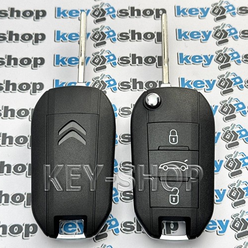 Выкидной ключ для Citroen (Ситроен) ― 3 кнопки с чипом ID4A/433Mhz ,с лезвием HU83T
