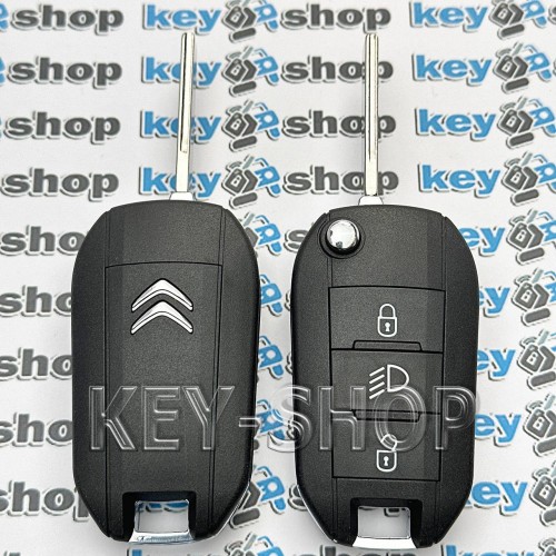 Выкидной ключ для Citroen (Ситроен) ― 3 кнопки с чипом ID4A/433Mhz ,с лезвием HU83T