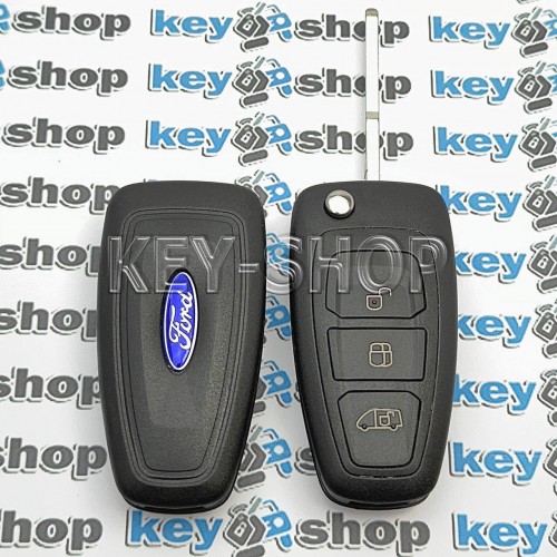   Корпус выкидного ключа для FORD (Форд), Ford Transit, Ford Transit Connect, 3 кнопки, лезвие HU101