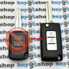    Корпус выкидного автоключа для Mitsubishi ASX, Outlander, Lancer , Eclipse Cross (Мицубиси Аутлендер, Лансер ) 2 - кнопки (под переделку)