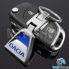 Металлический брелок для авто ключей Дачиа (Dacia) (синий)