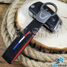 Брелок для ключа Дачиа (Dacia) замша, кожа, с карабином (черный)