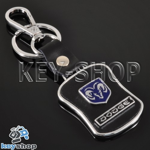 Металлический брелок с кожаными вставками для авто ключей Dodge (Додж)