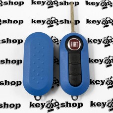 Корпус выкидного ключа для Fiat (Фиат) 3 - кнопки (голубой) с лезвием SIP22
